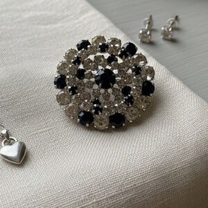 Vintage Mid-Century Tiered Rhinestone Dome Brooch